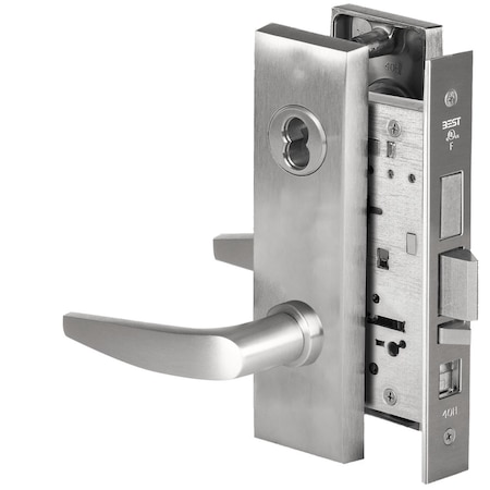 Best Grade 1 Office Mortise Lock, 16 Lever, M Escutcheon, SFIC Housing Less Core, Satin Chrome Finish, Fi 45H7AB16M626